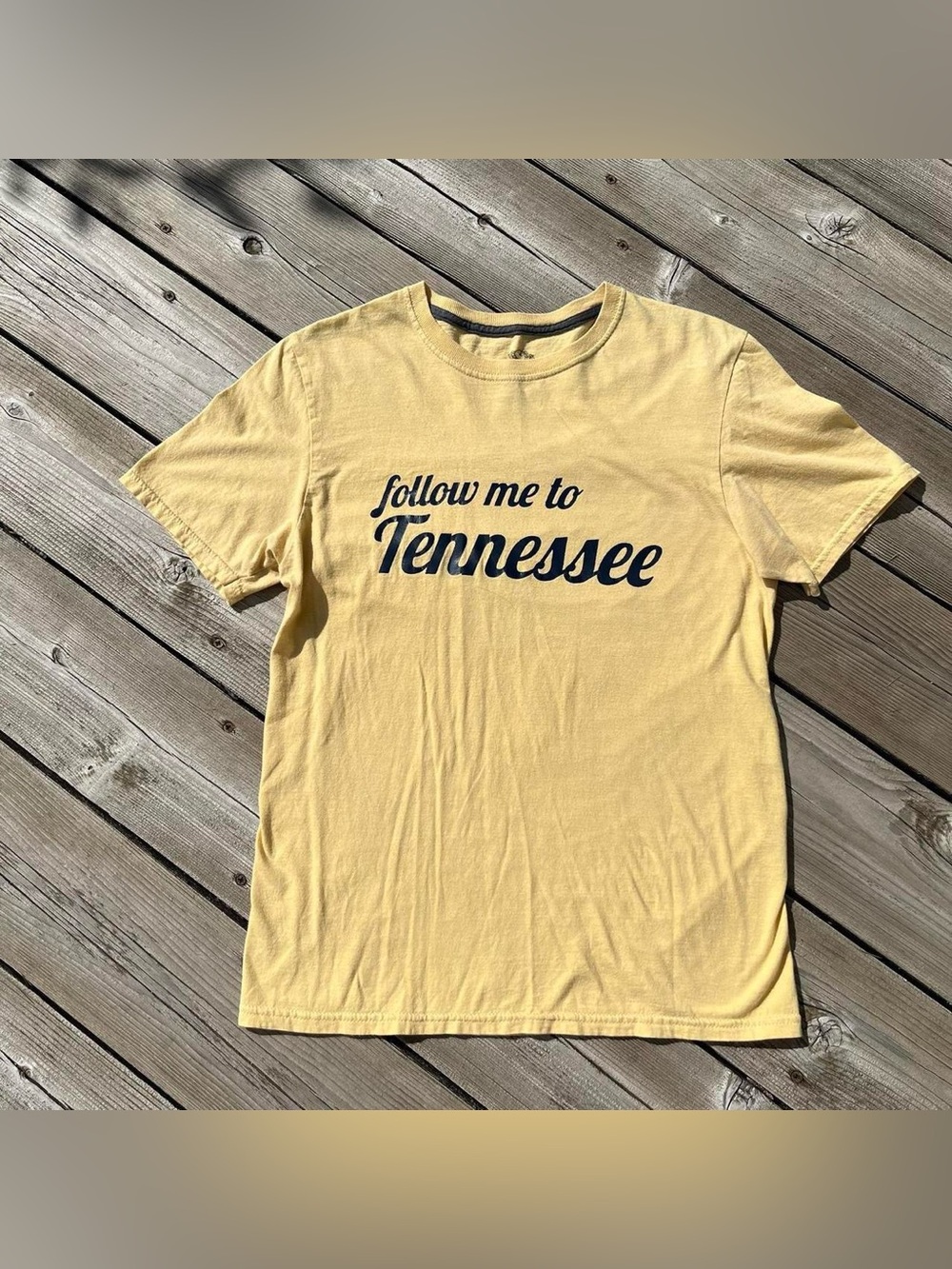 Fruit of the Loom “follow me to tennessee” pastel yellow/blue tee